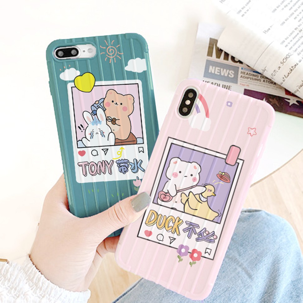 Ốp lưng iphone Tony & Duck sọc 3D chống va đập 5/5s/6/6plus/6s/6splus/7/7plus/8/8plus/x/xs/11/12/pro/max/plus/promax