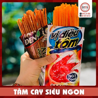 Tăm cay siêu ngon tăm cay đen vị điều tôm món quà tuổi thơ