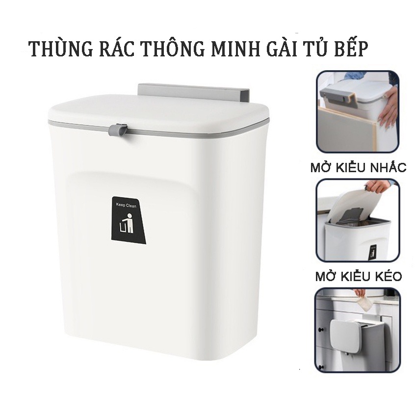 Thùng đựng rác thông minh cài gắn cánh tủ bếp có nắp đậy