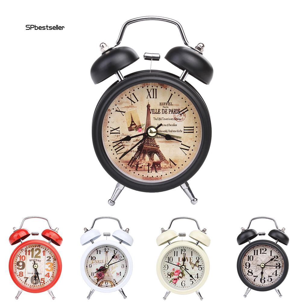 SPBS_Household Retro Alarm Clock Round Number Bell Desk Table Office Home Decor