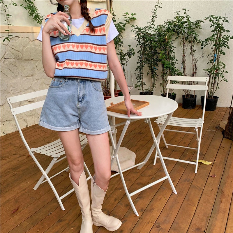 Áo nữ không tay cổ chữ V phong cách retro mới