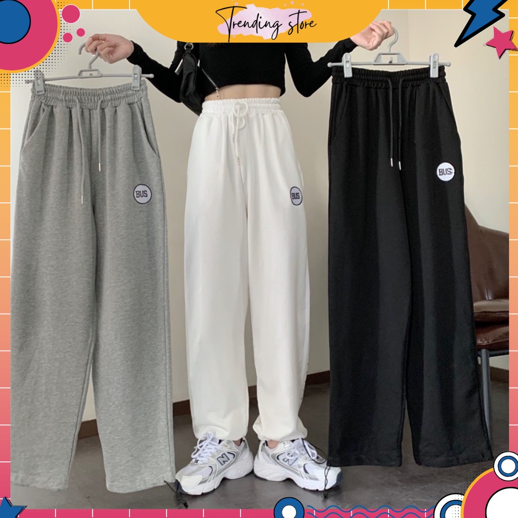 [Trending Store Z] Quần Thun Jogger Nữ Quần Jogger Chữ Thêu Bus C001