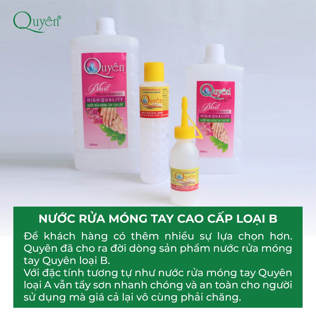 Nước rửa móng tay, nước tẩy móng tay,Acetone chùi móng tay Quyên - 125ml loại B