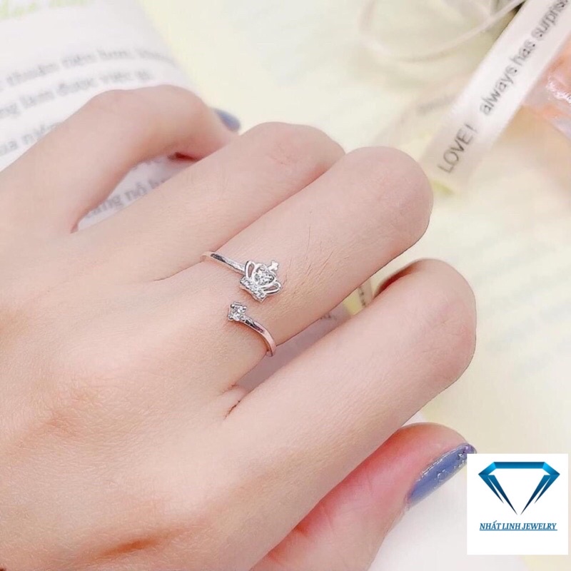 Nhẫn bạc thật, nhẫn nữ vương miện đính đá nhỏ xinh xắn - Kho sỉ bạc Nhất Linh