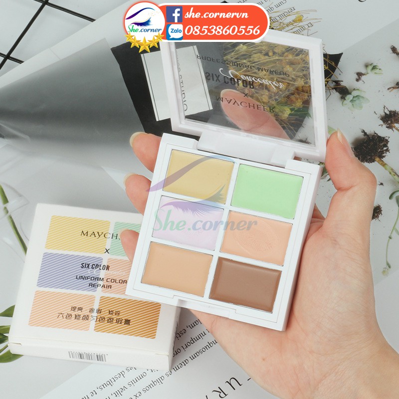 Bảng che khuyết điểm 6 màu MAYCHEER Six Colors Concealer Professional Makeup 1077 kem che quầng thâm, vết mụn lâu 12g | BigBuy360 - bigbuy360.vn