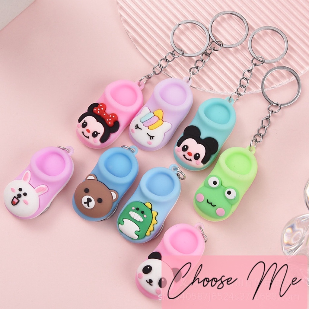 Móc khoá chiếc dép hoạt hình _  cute treo balo, quà tặng