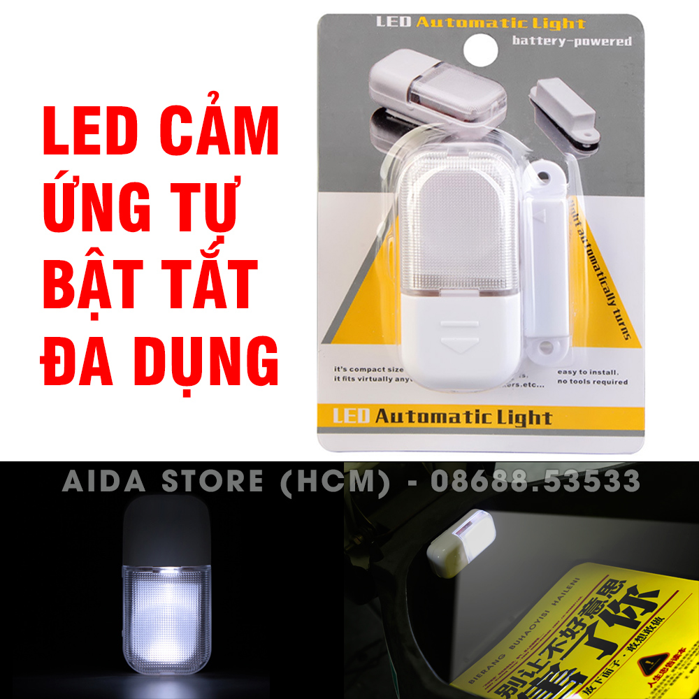 Đèn LED cảm ứng tự động bật tắt lắp cốp xe máy, hộc ô tô, tủ quần áo, đa dụng