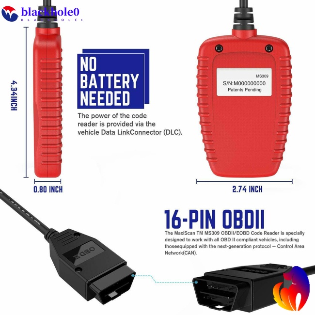 Thiết Bị Quét Kiểm Tra Lỗi Động Cơ Xe Hơi Ms309 OBD2 OBDII
