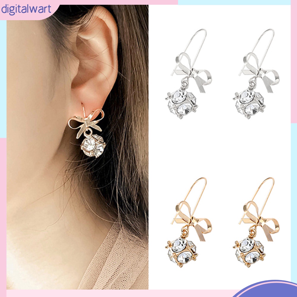 Đôi bông tai hình nơ phối đính đá kiểu dáng trẻ trung cho nữ