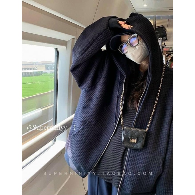 Áo Khoác Zip Nỉ Xốp - Hoodie trơn nữ mùa đông dài tay dáng rộng có mũ, họa tiết trẻ trung, năng động Ulzzang | BigBuy360 - bigbuy360.vn