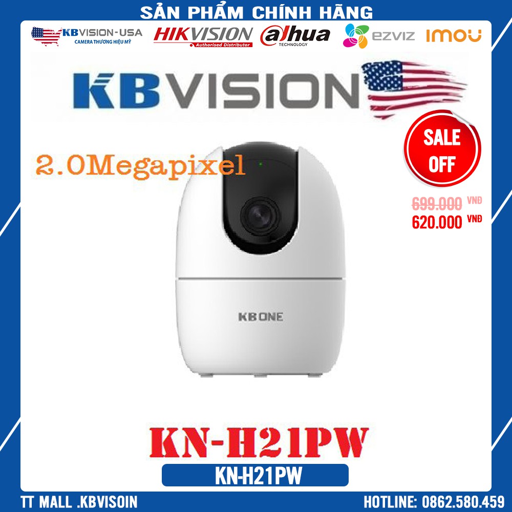 {Giá Hủy Diệt} Camera Wifi Kbvision KN-H21PW model mới KN-H21P  2.0MP Full HD Quay Quét - Bảo hành chính hãng 2 năm