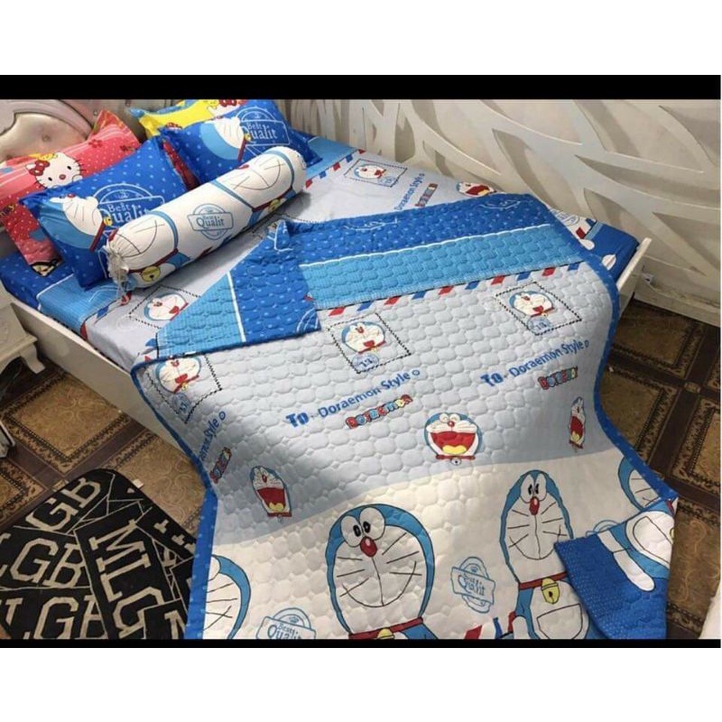 Bộ chăn ga gối hè 5 món cotton poly hàn quốc