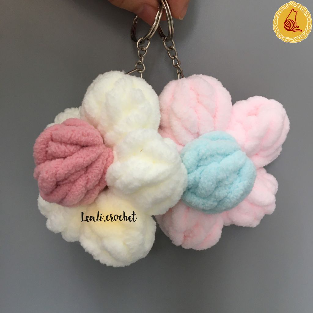 Móc khóa len hình bông hoa Handmade, mix cùng túi hoa cúc