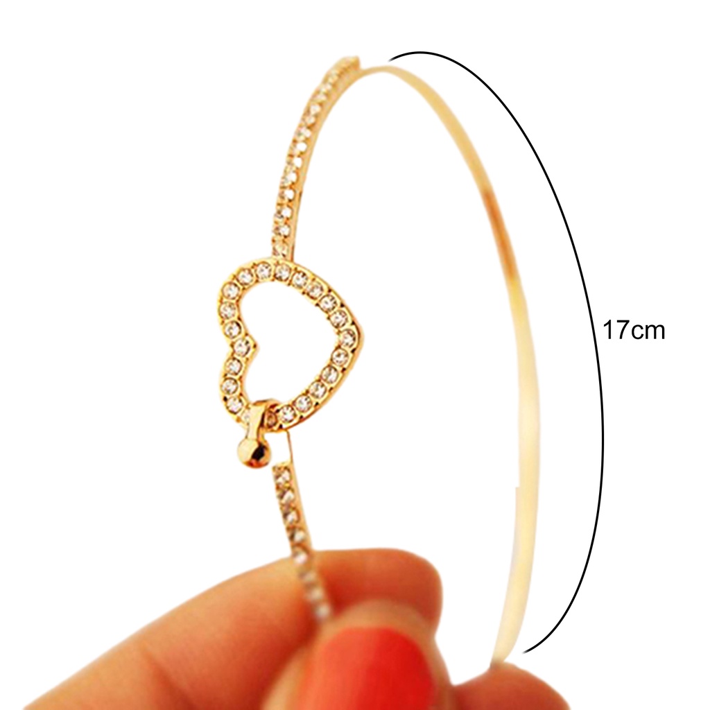 Vòng tay đính đá họa tiết hình trái tim xinh xắn cho nữ