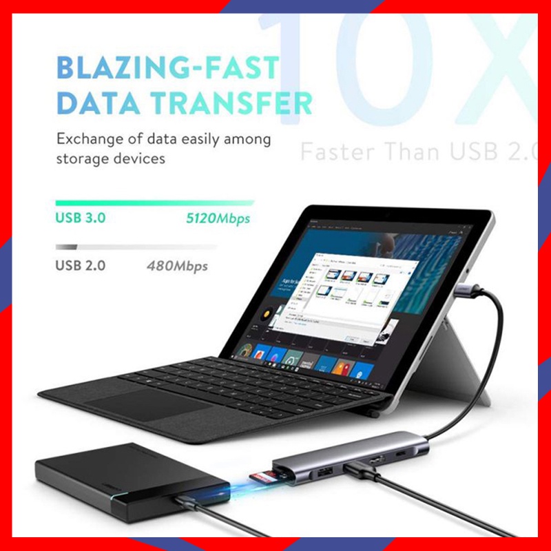  Cáp Ugreen Usb-C 6 in 1 Sang HDMI 4K,2 USB 3.0 Ports,SD/TF Card Reader,100W PD 70411 | BigBuy360 - bigbuy360.vn