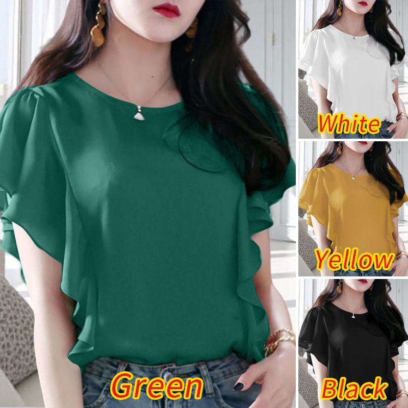Zanzea Áo Nữ Tay Ngắn Cổ Thuyền Viền Bèo Thời Trang