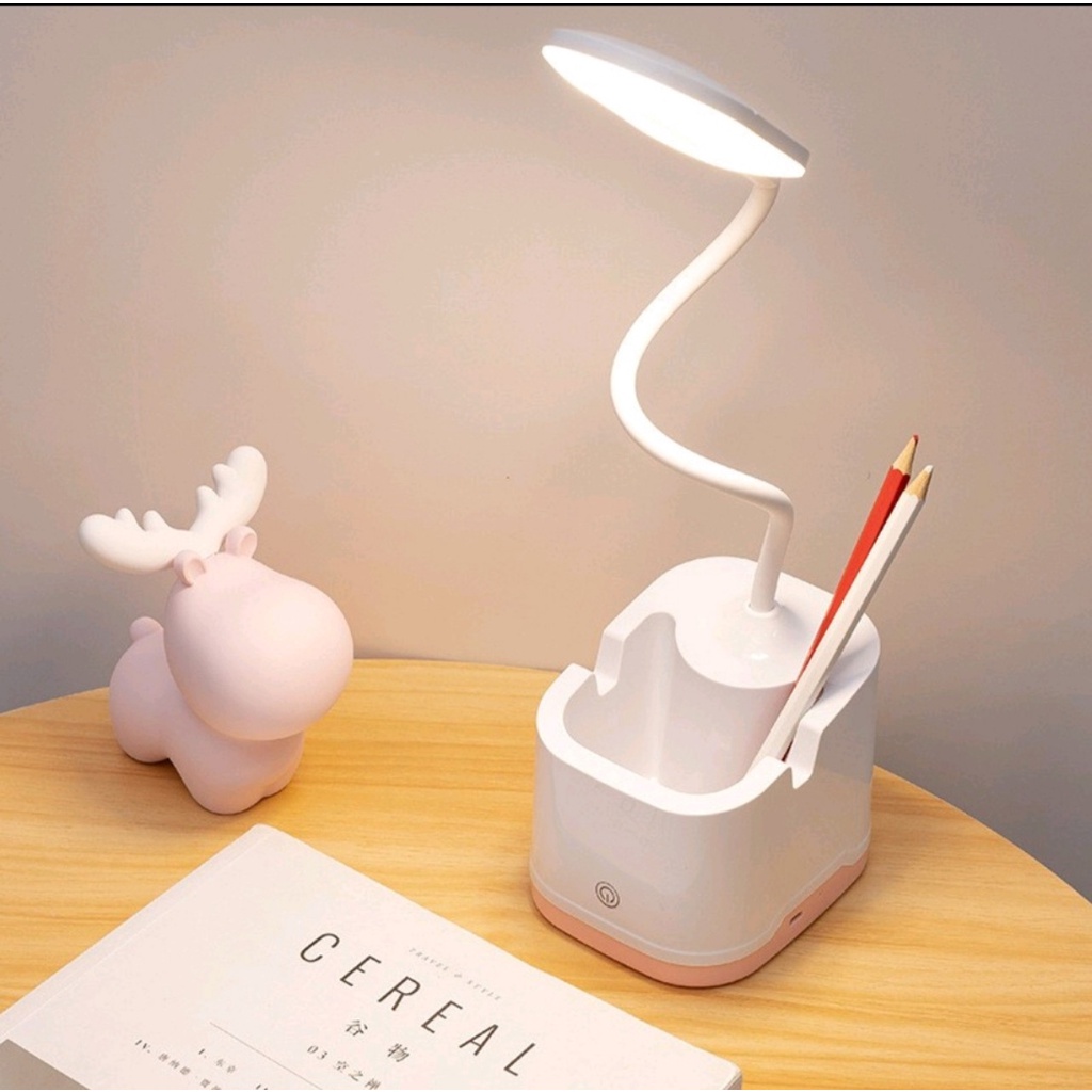 Đèn Bàn Học Đọc Sách Led 3 Chế Độ Sáng Bảo Vệ Mắt, Thiết Kế Kết Hợp Hộp Bút Và Giá Để Điện Thoaị
