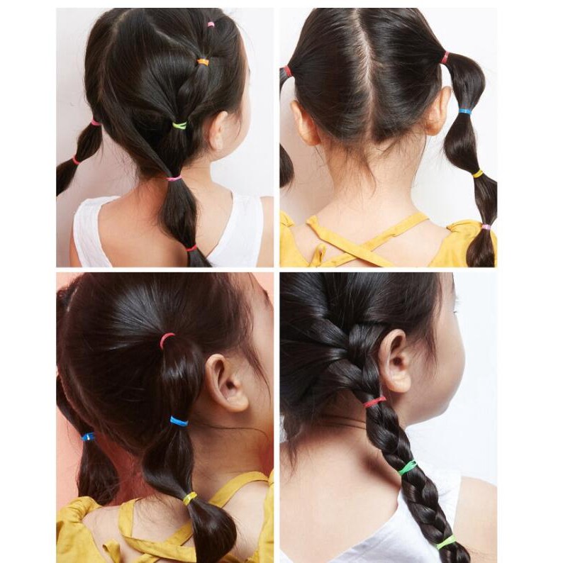 Set 2000 dây buộc tóc cao su nhiều màu sắc cho bé gái