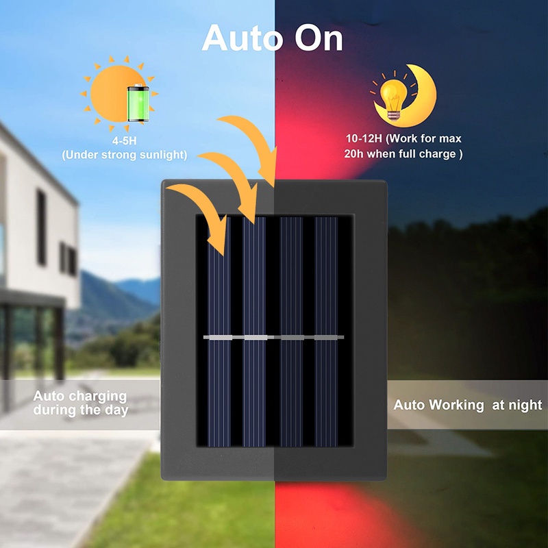 1 Đèn LED Gắn Tường Năng Lượng Mặt Trời Chống Nước Cảm Biến Cho Sân Vườn Ngoài Trời