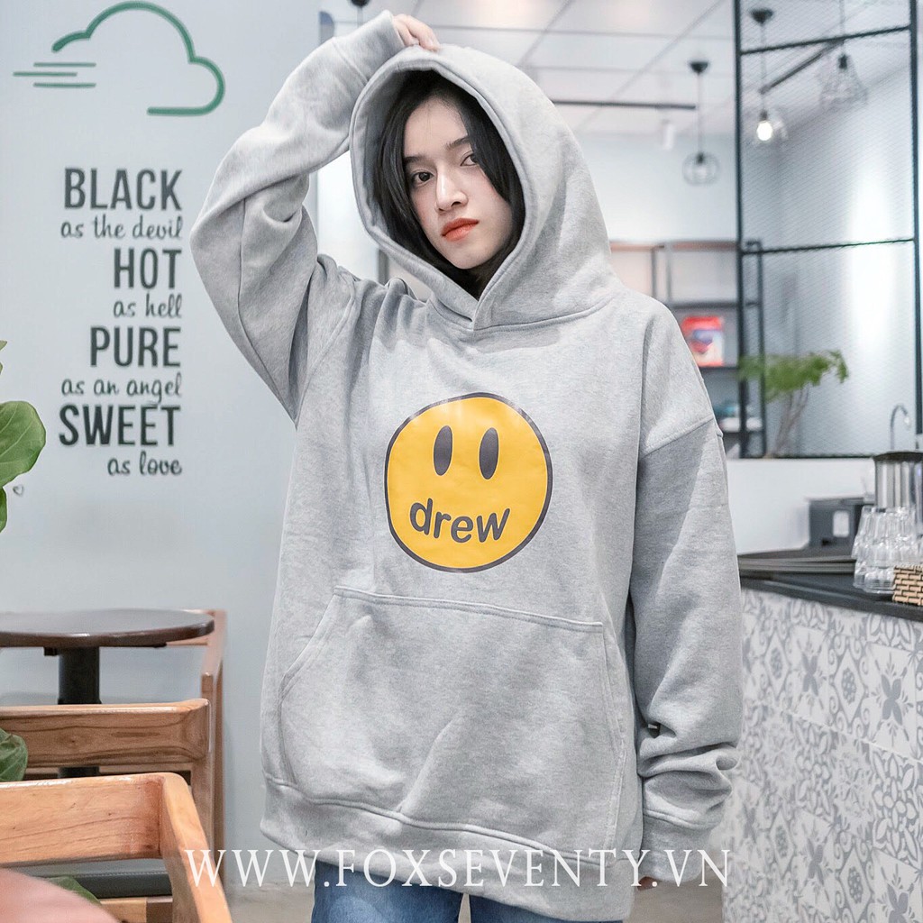 Áo hoodie nỉ cotton màu xám mềm mịn, in hình đẹp, chất dày( Nam nữ đều mặc được )
