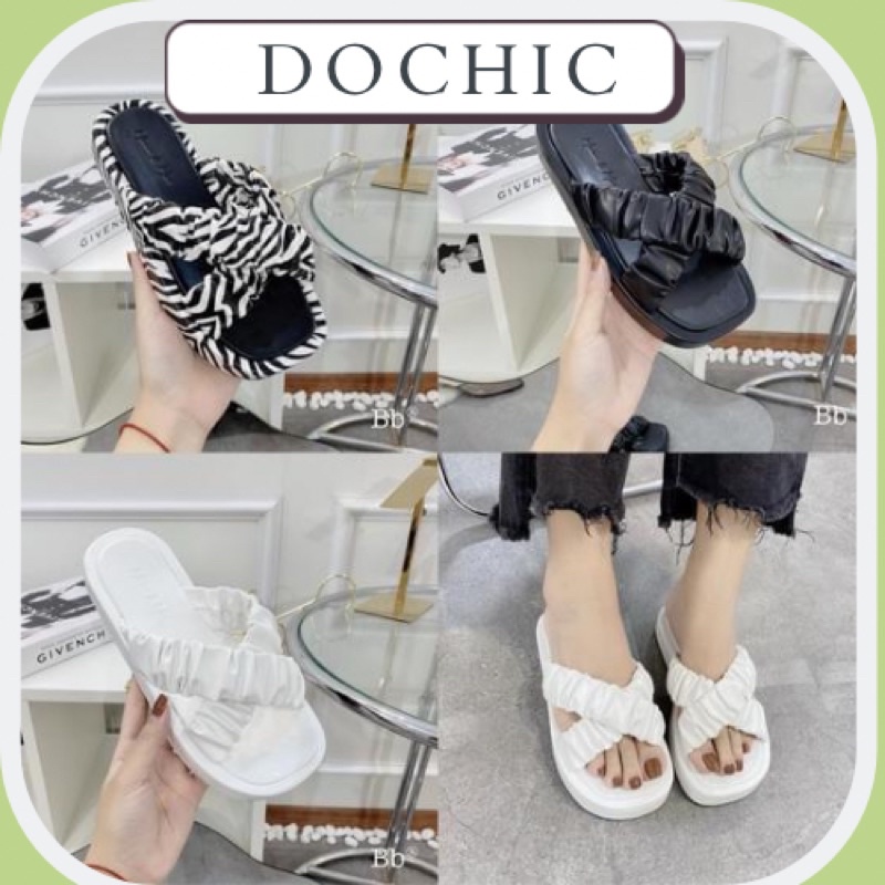 Dép lê đế bằng nhún bèo DoChic,dép lê bánh mỳ quai chun
