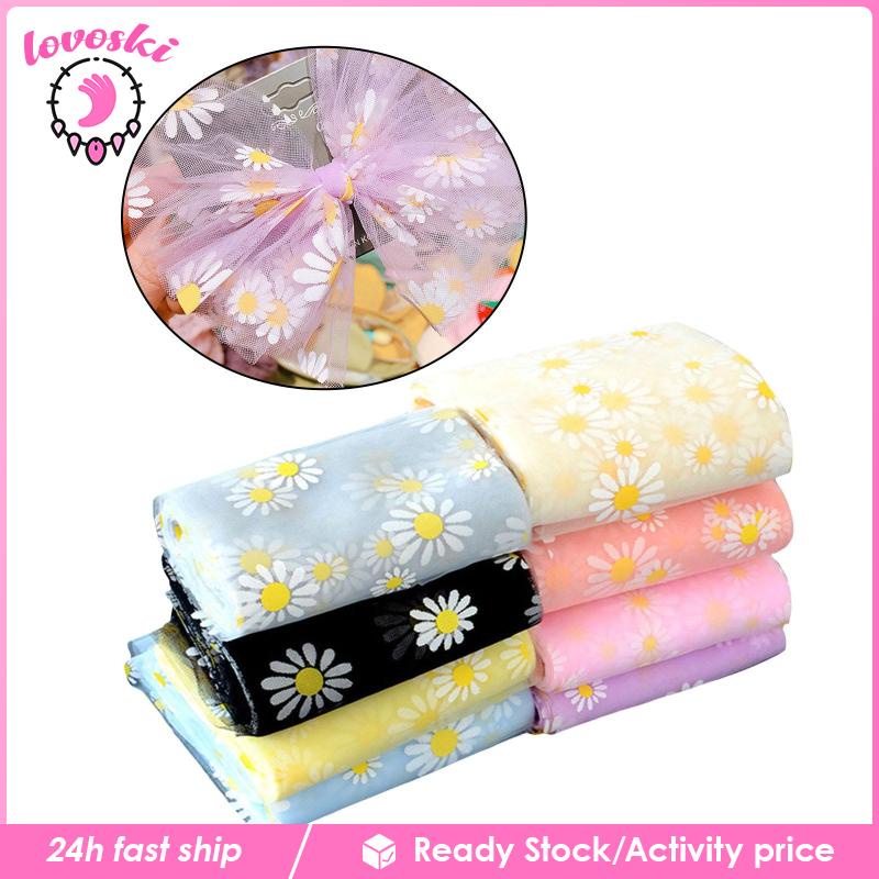 Set 8 Mạng Che Mặt Bằng Vải Tuyn Rộng 10cm Họa Tiết Hoa Cúc