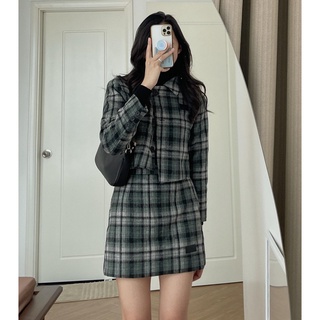 (ảnh thật) Audrey Set khoác dạ crt chân váy 2156