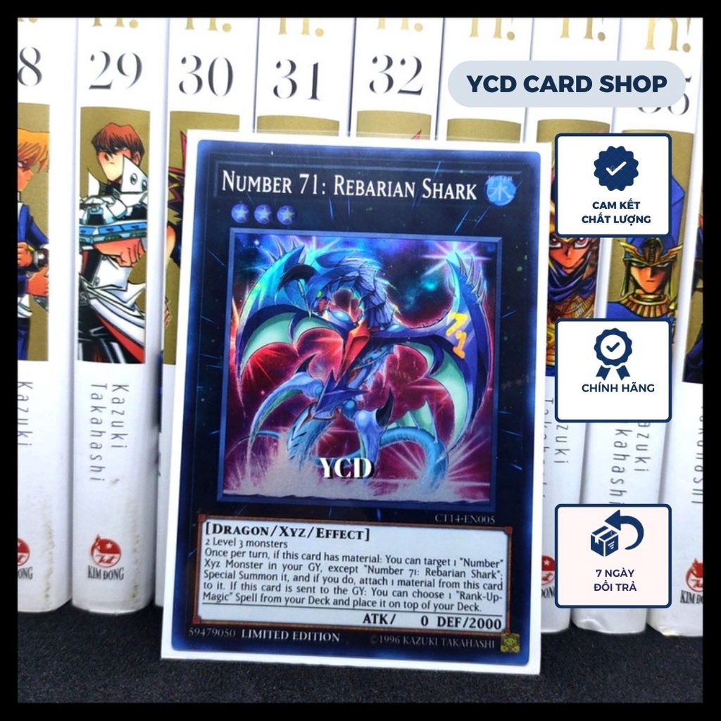 Thẻ bài Yugioh chính hãng Number 71: Rebarian Shark - Super Rare
