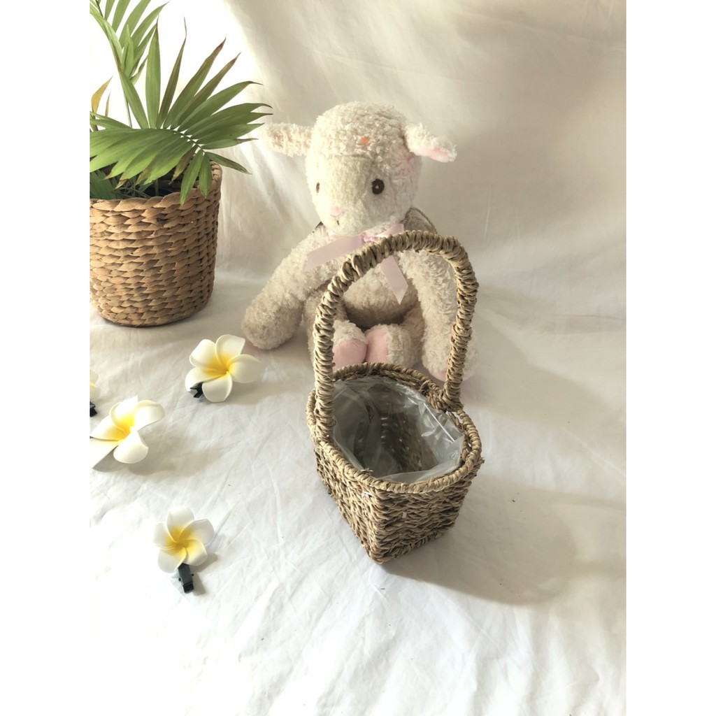 Giỏ Cói Mini Decor Studio- Giỏ Đựng Châu Hoa Trang Trí