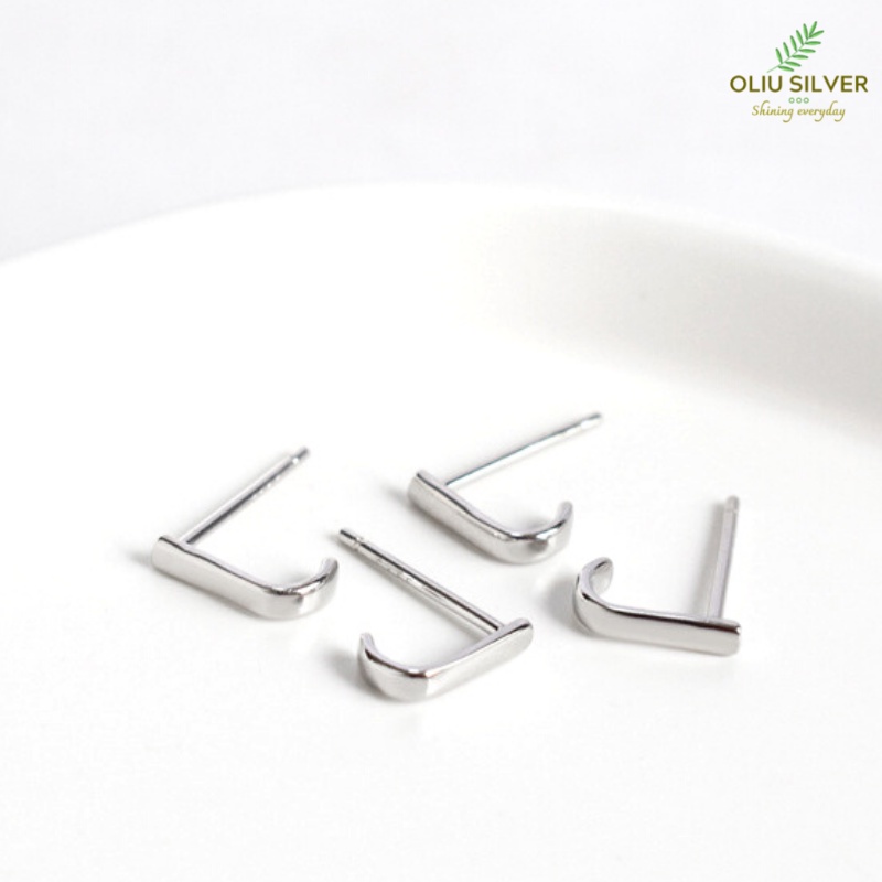 Bông Tai Bạc S925 Chữ J Trẻ Trung Cá Tính | Khuyên Tai Nữ Trang Sức Bạc Thời Trang