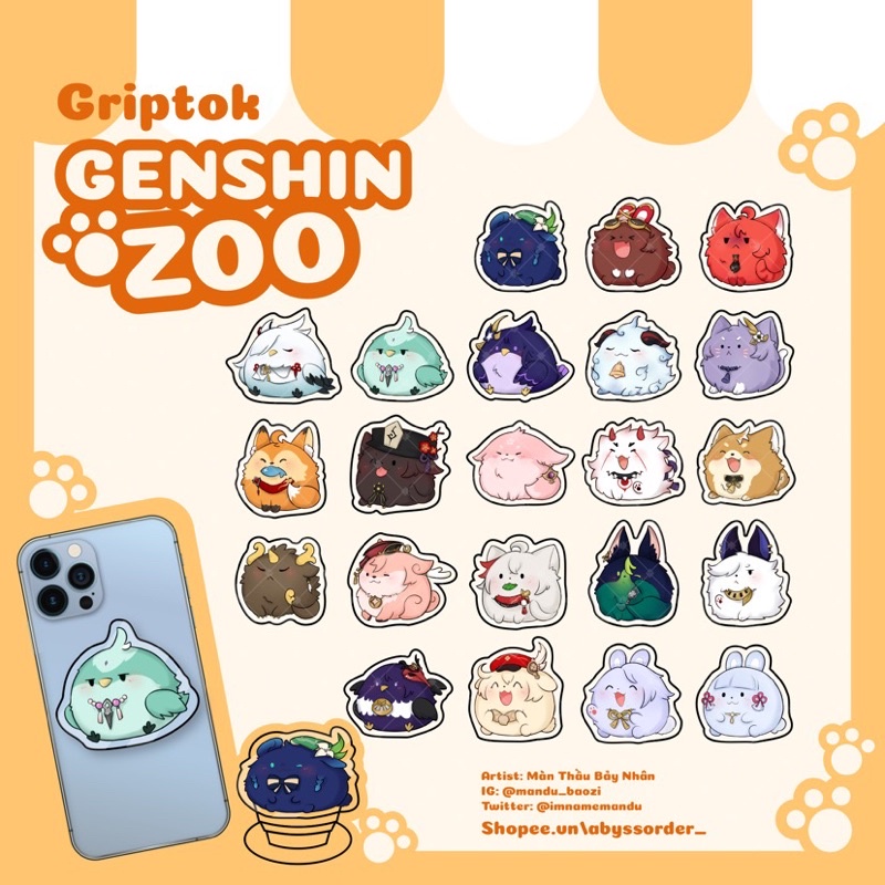 Giá đỡ điện thoại Griptok Genshin Impact Zoo