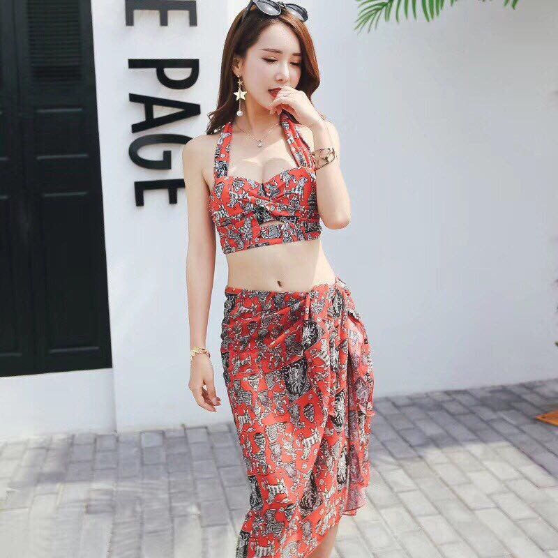 Bộ bơi cao cấp màu đỏ 3 chi tiết | BigBuy360 - bigbuy360.vn