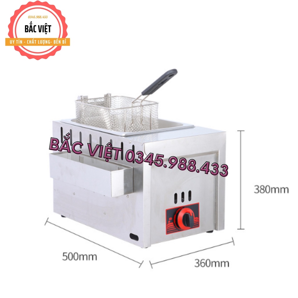 Bếp chiên nhúng gà rán, khoai tây chiên đơn gas công nghiệp loại 6L- KÈM ẢNH THẬT