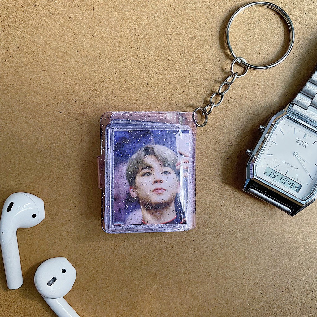 Móc khóa album mini, móc khóa sổ không in hình- hoặc in 16 ảnh theo size Album theo yêu cầu.