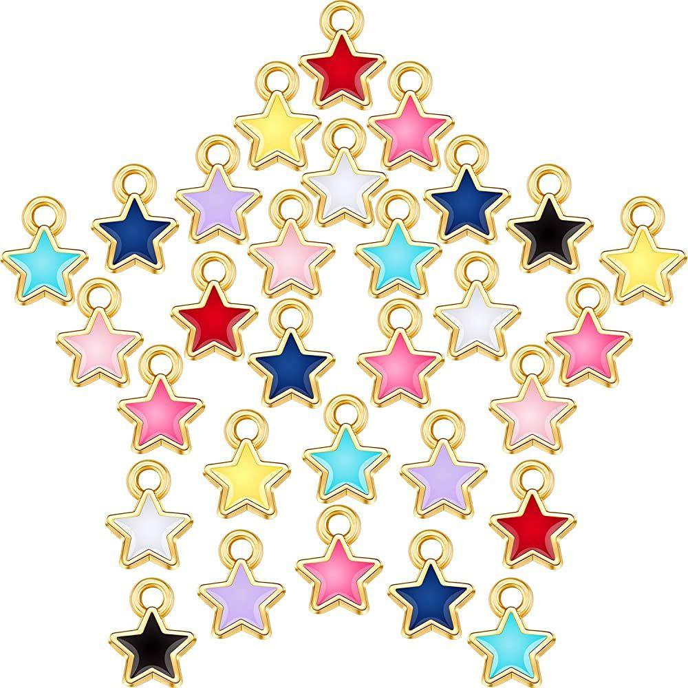 50 Mặt Dây Chuyền Hình Ngôi Sao Tráng Men Màu Kẹo Ngọt Thời Trang