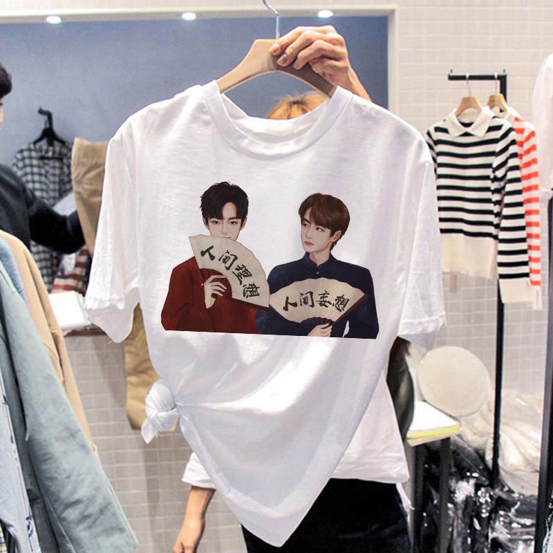 Áo phông mùa hè in hình Tiêu Chiến - Vương Nhất Bác phong cách giản dị cá tính dành cho fan hâm mộ