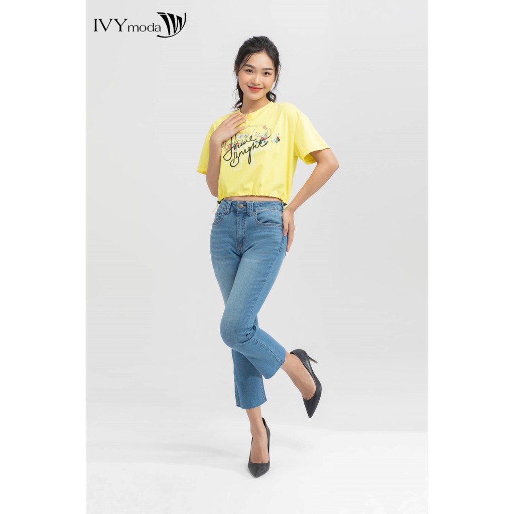 Quần bò ống loe gấu xổ chỉ nữ IVY moda MS 25B7991