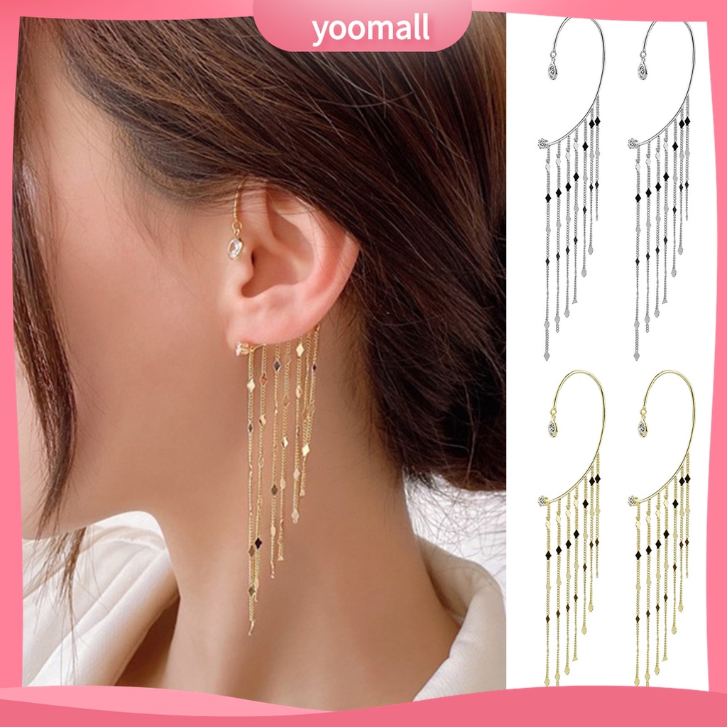 Ở stcok| 1 Khuyên Kẹp Vành Tai Tua Rua Phong Cách Vintage Thời Trang