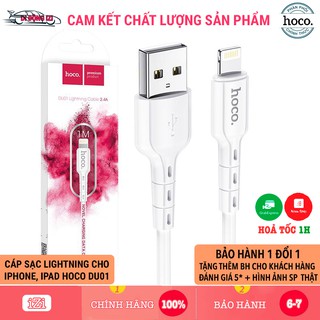 Dây Sạc Cho iPhone, iPad Hoco DU01, Cáp Sạc Nhanh 2.4A Lightning Bền, Siêu Rẻ [CHÍNH HÃNG]
