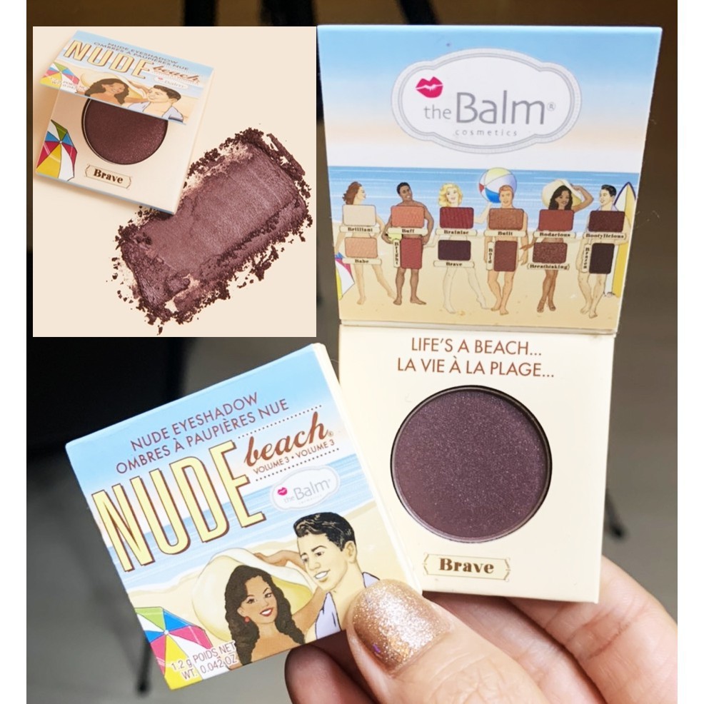 Bảng phấn mắt mini 3 ô THE BALM Smoke Balm With Foil Vol 4 Foiled Eyeshadow Palette, 1 ô Nude Beach Vol 3 mini Brave