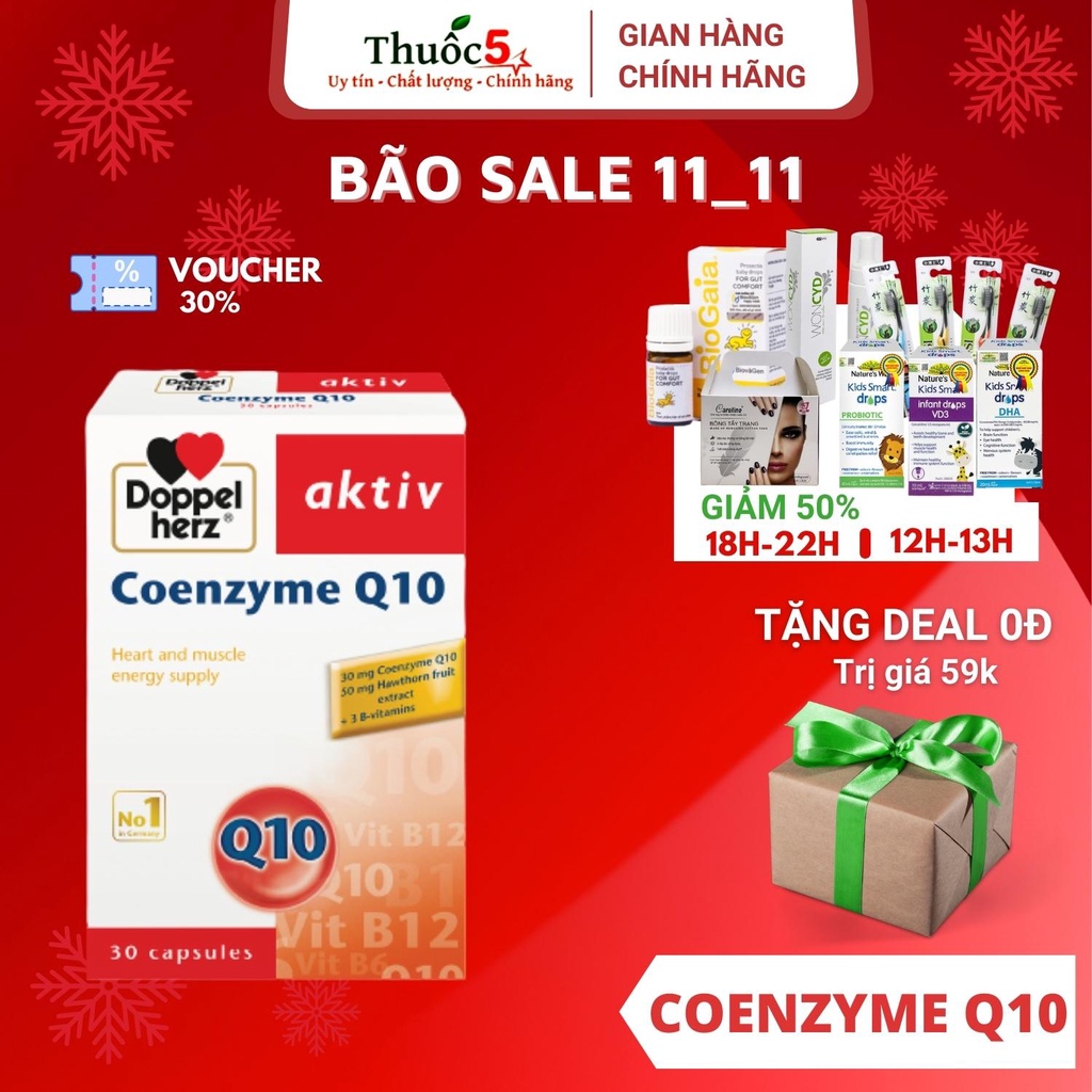 Doppelherz aktiv Coenzyme Q10 Tăng cường máu tới cơ tim, giúp cơ tim khỏe mạnh