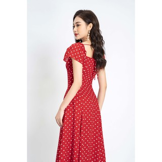 Váy chấm bi rút ngực 2VA959DO_Lep'