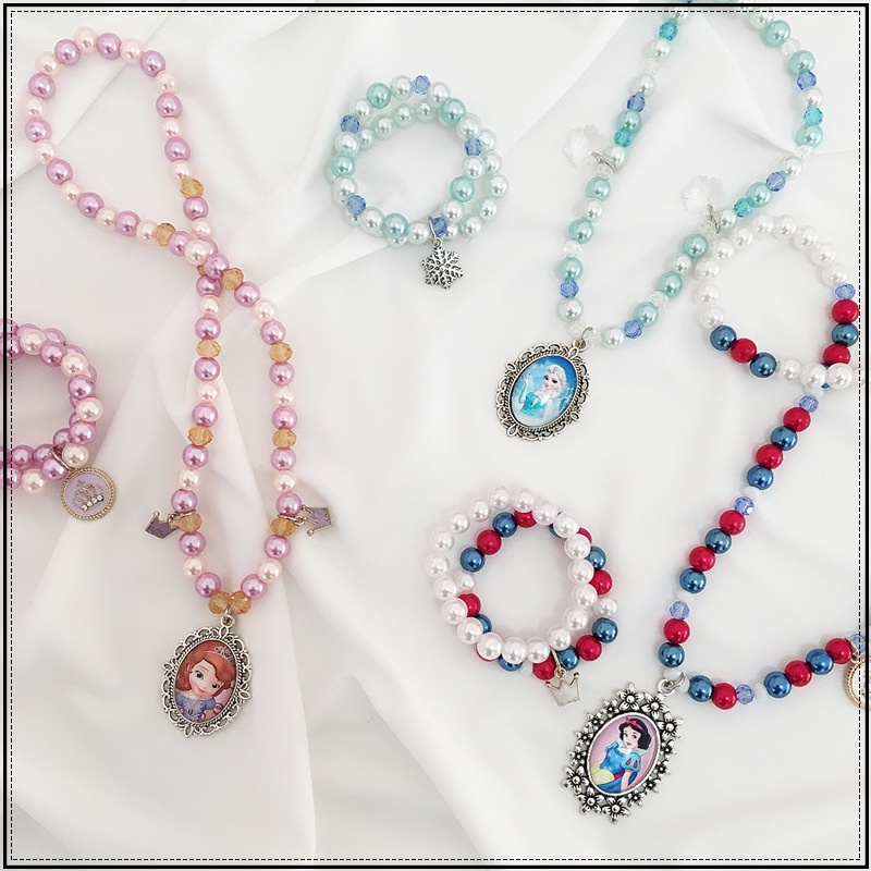 Bộ Vòng cổ + Khuyên Tai + Kẹp Tóc Hình Công Chúa Elsa Trong Phim Frozen Thời Trang Cho Bé Gái
