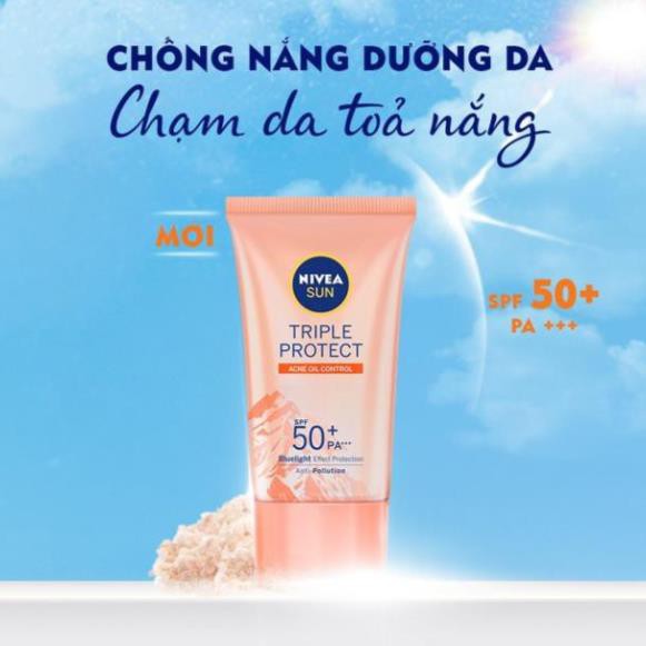 Kem Chống Nắng Dưỡng Da Kiểm Soát Nhờn Mụn NIVEA SUN Triple Protect Acne Oil Control SPF50+ PA+++ 40ML - 85545