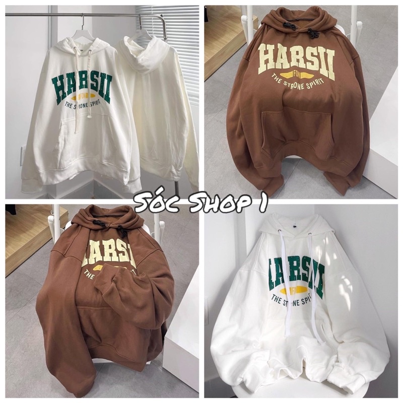 Áo Hoodie Chữ Ngực HARSII Form Rộng Tay Bồng, Áo Hoodie Unisex Form Rộng