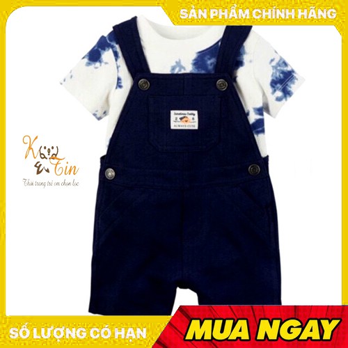 Bộ sơ sinh set áo thun kèm quần yếm thun giả jean cho bé 3, 6, 9, 12, 18, 24 tháng