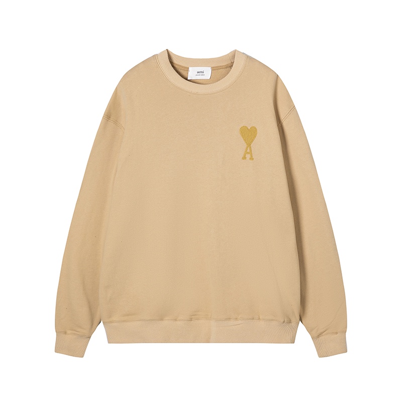 Ami Áo Sweater Unisex Cổ Tròn Thêu Biểu Tượng Trái Tim Nhiều Màu Sắc Giản Dị
