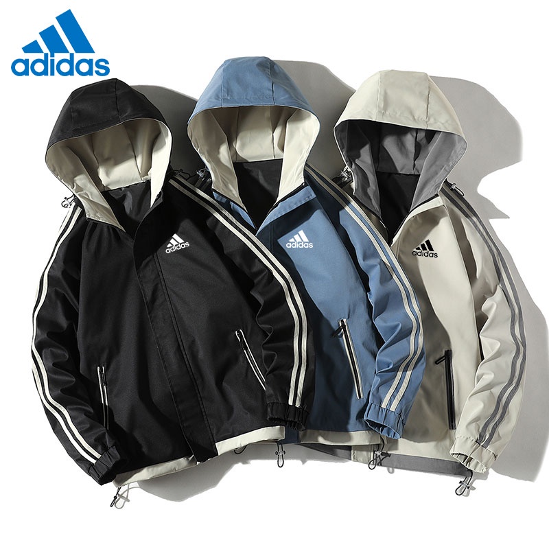 Adidas Áo Khoác Thể Thao Dáng Rộng Có Mũ Trùm Thoáng Khí Chống Thấm Nước Thời Trang 2022 Cho Nam