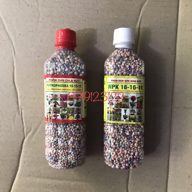 Phân bón NPK 15 + 15 +15 hoăc 16-16-16 dùng cho cây cảnh và hoa chai 500g