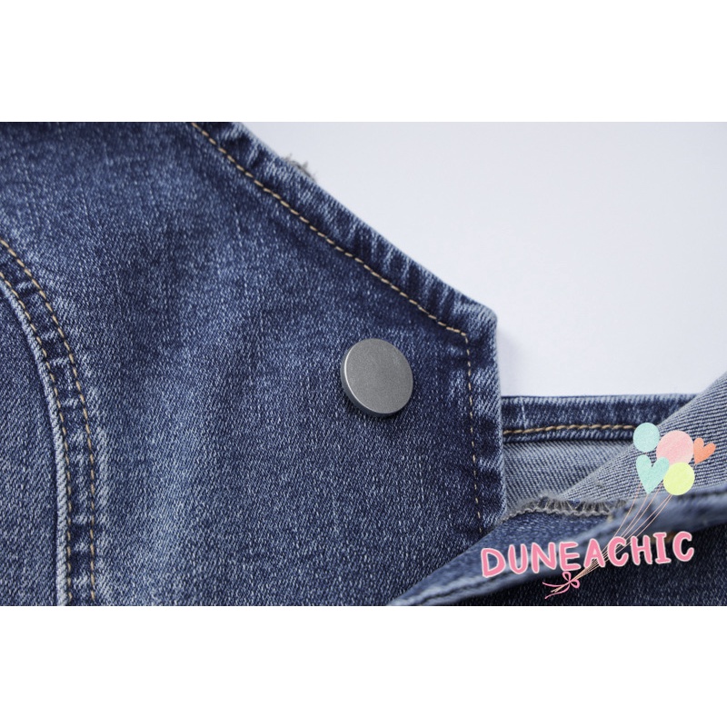 Bộ Áo Tank Top Hở Lưng + Chân váy jean Lưng Cao Phối Nút Cá Tính Cho Nữ